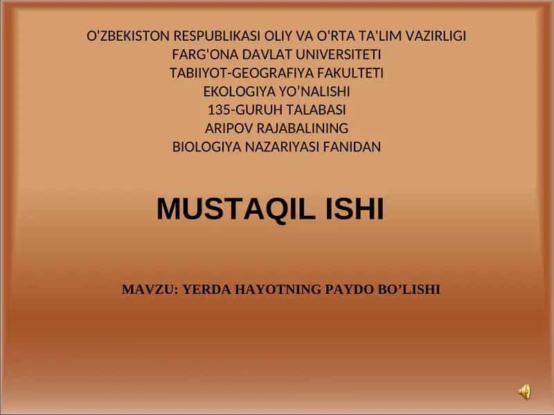 Yerda hayotning paydo bo'lishi