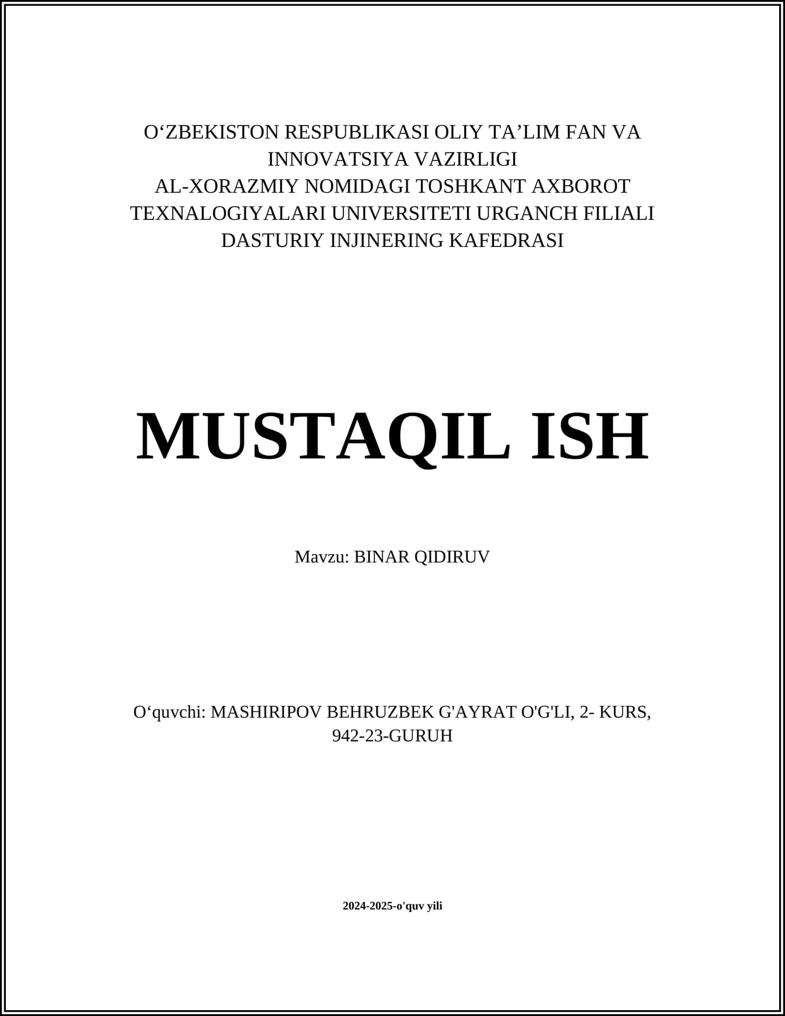 BINAR QIDIRUV