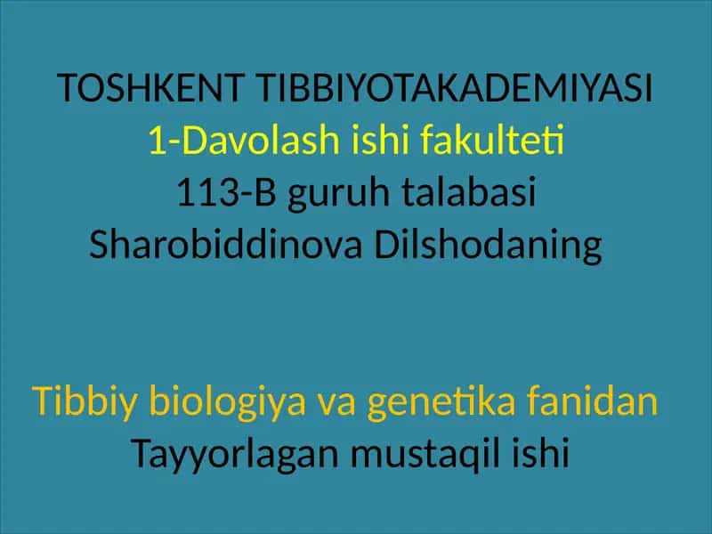 DNK ning oqsil biosintezidagi o’rni
