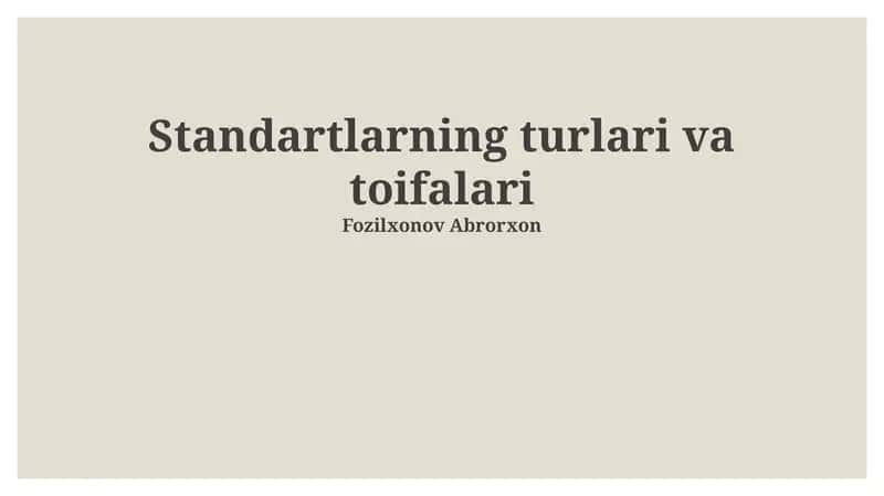 Standartlarning turlari va toifalari
