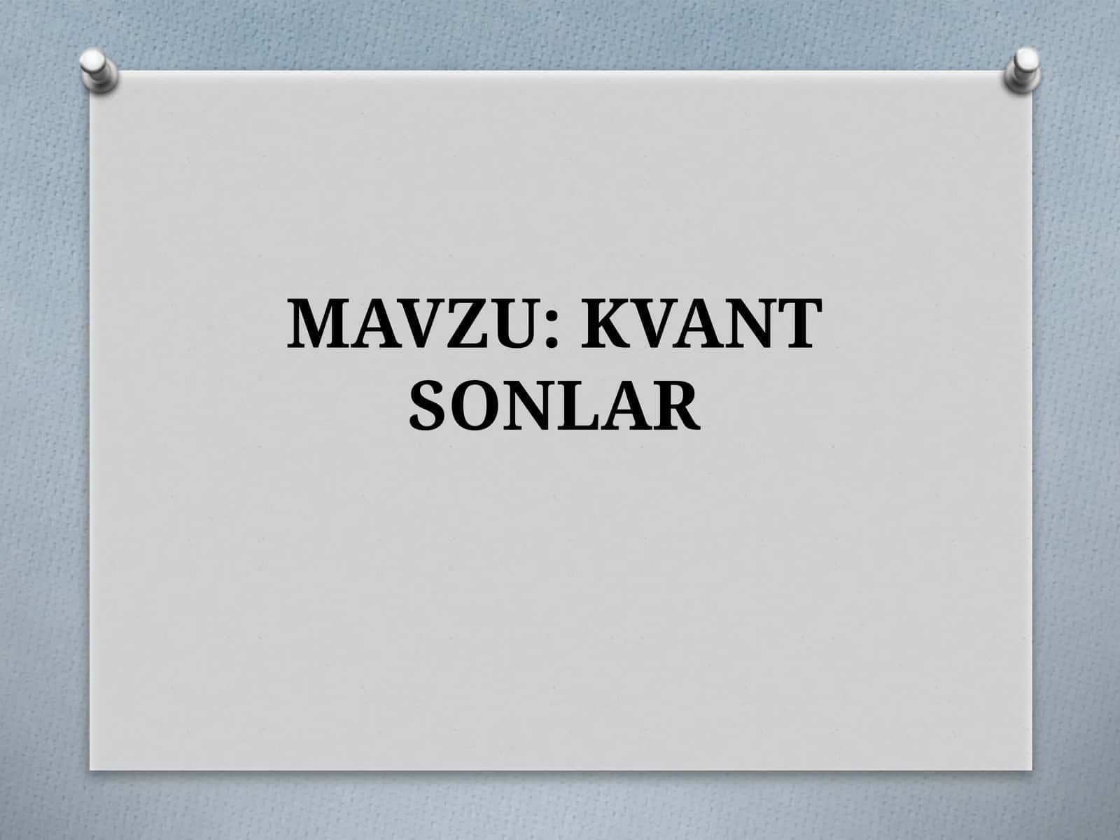 KVANT SONLAR