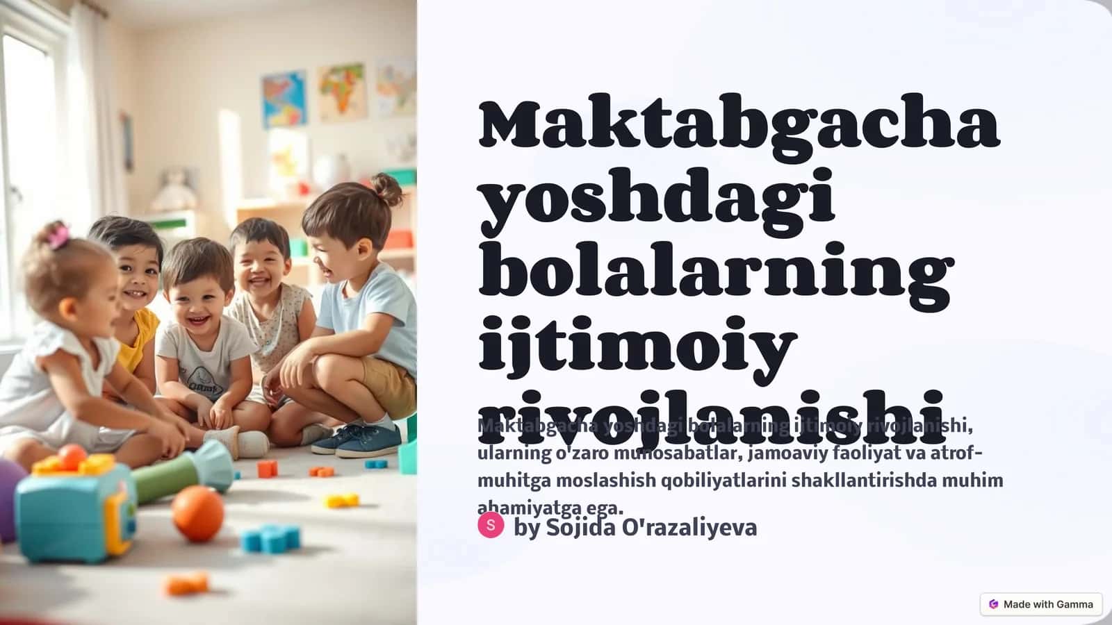 Maktabgacha yoshdagi bolalarning ijtimoiy rivojlanishi