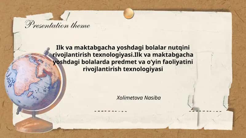 Ilk va maktabgacha yoshdagi bolalar nutqini rivojlantirish texnologiyasi