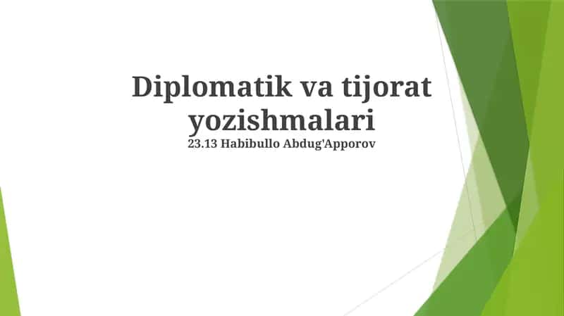 Diplomatik va tijorat yozishmalari