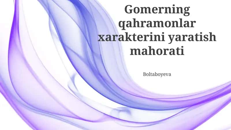 Qahramonlar xarakterini yaratish mahorati
