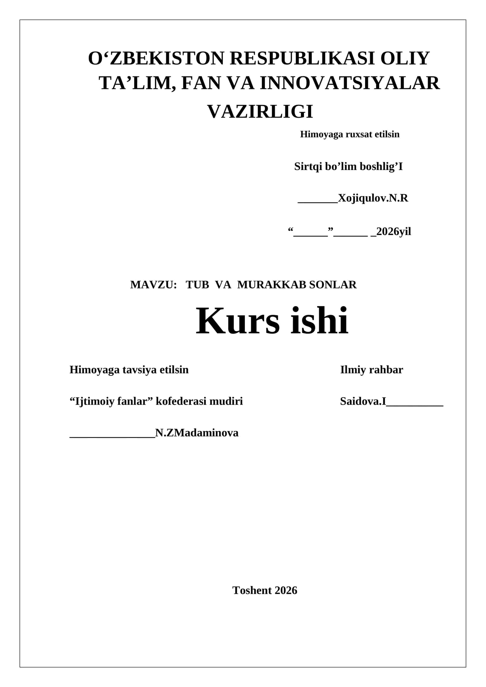 TUB VA MURAKKAB SONLAR