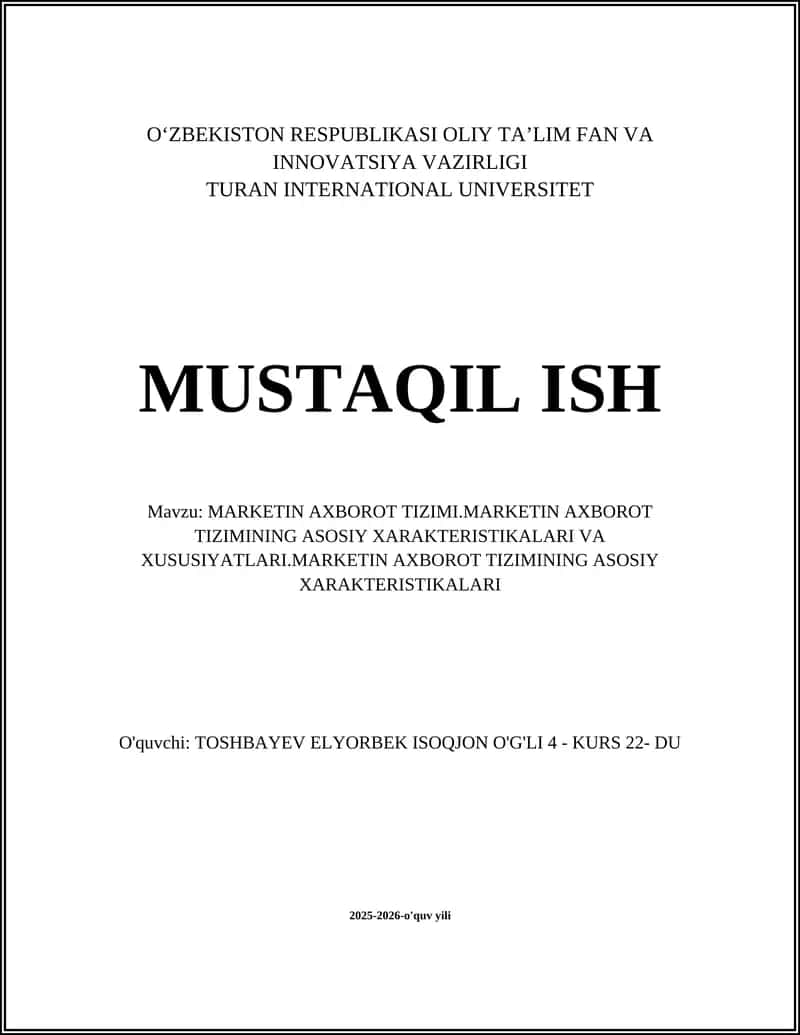 MARKETIN AXBOROT TIZIMI