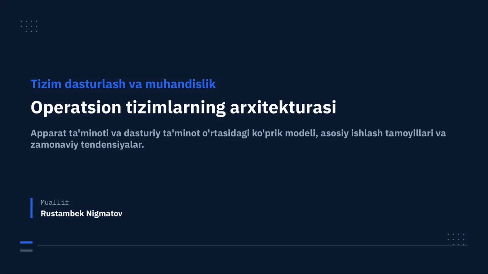 Operatsion tizimlar arxitekturasi va tuzilishi taqdimot | 15 slayd