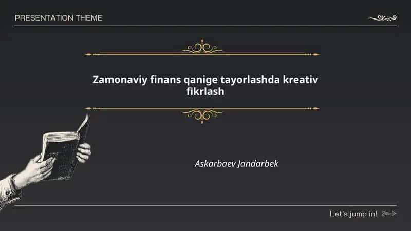 Zamonaviy finans qanige tayorlashda kreativ fikrlash