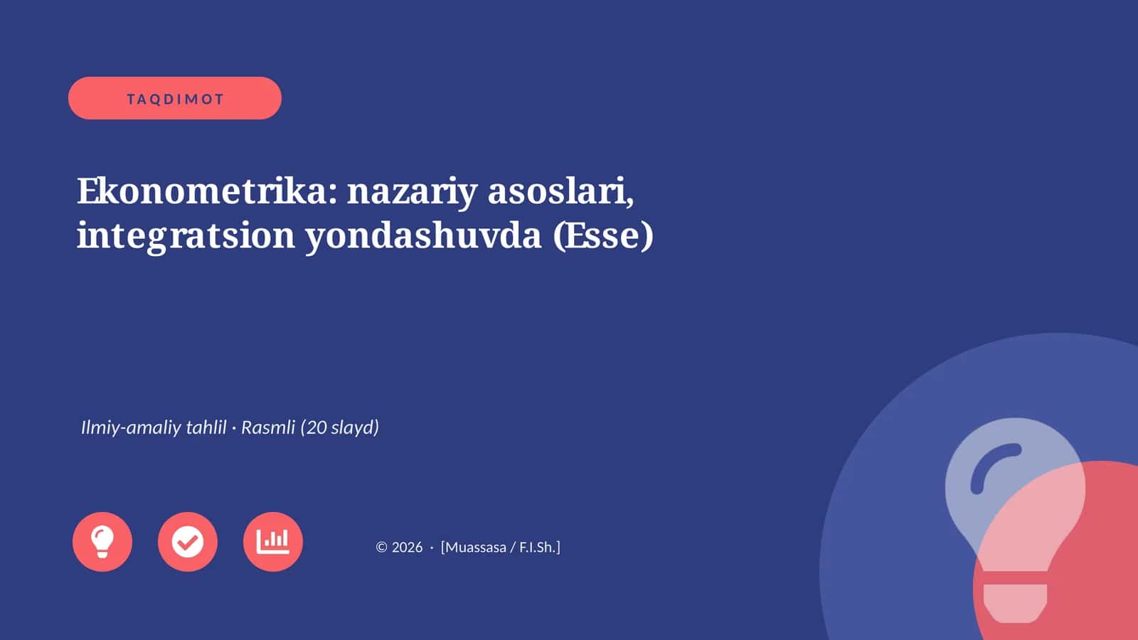 Ekonometrika: nazariy asoslari, integratsion yondashuvda (Esse)