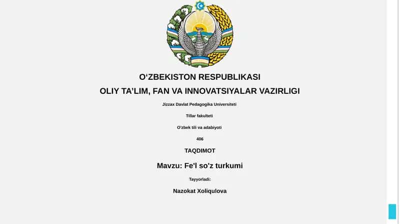 Fe'l so'z turkumi
