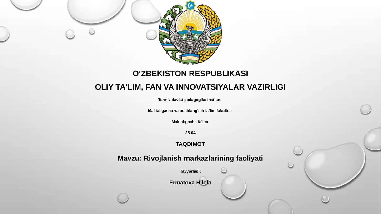 Rivojlanish markazlarining faoliyati