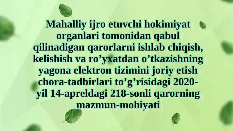 Mahalliy ijro etuvchi hokimiyat organlari tomonidan qabul qilingan qarorlarni ishlab chiqish