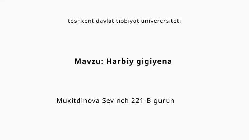 Harbiy Gigiyena