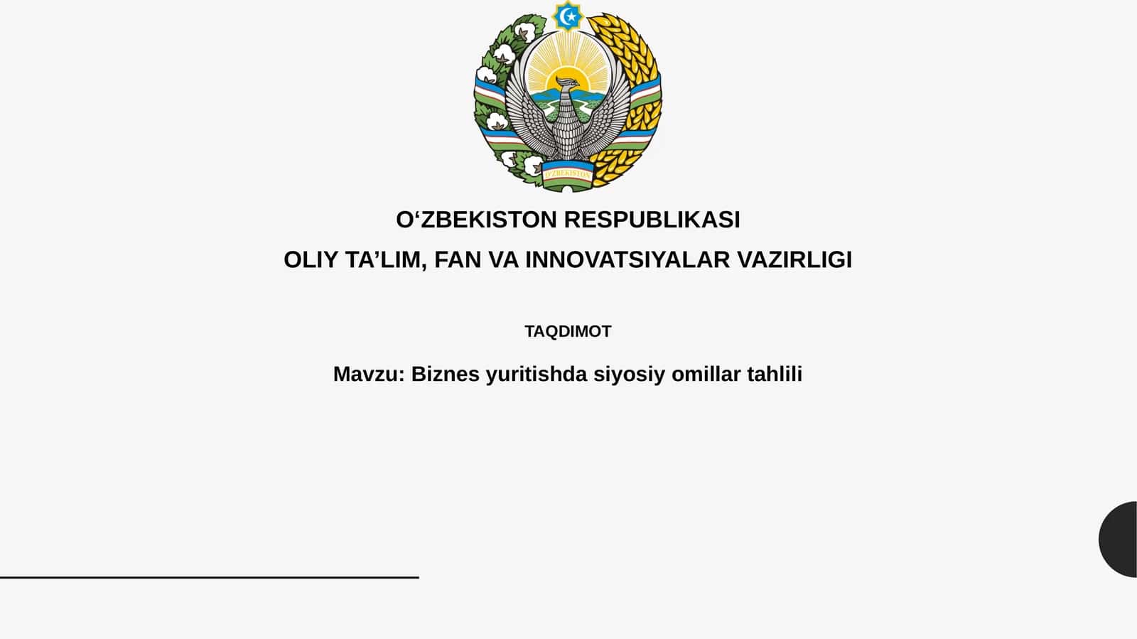 Biznes yuritishda siyosiy omillarni tahlili