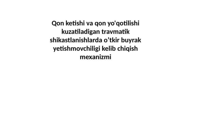 Qon ketishi va qonyo'qotilishi