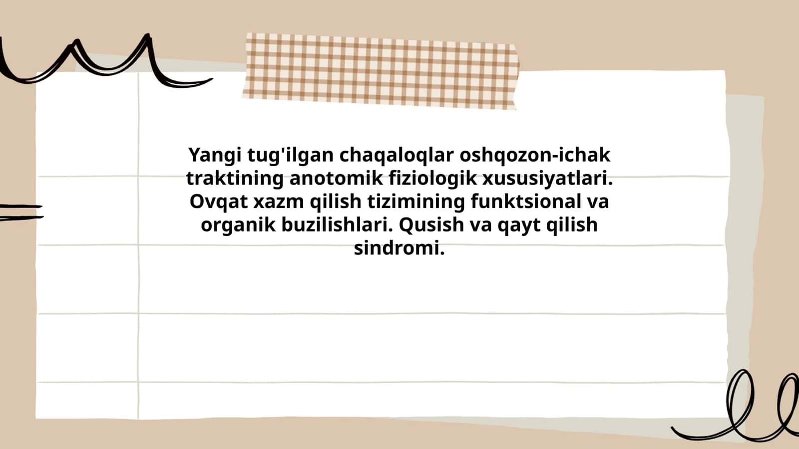 Yangi tug'ilgan chaqaloqlar oshqozon-ichak traktining anotomik fiziologik xususiyatlari