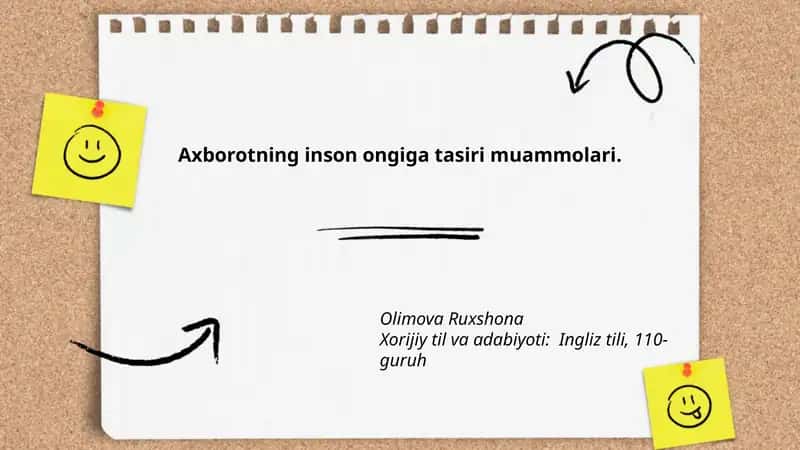Axborotning inson ongiga tasiri muammolari.