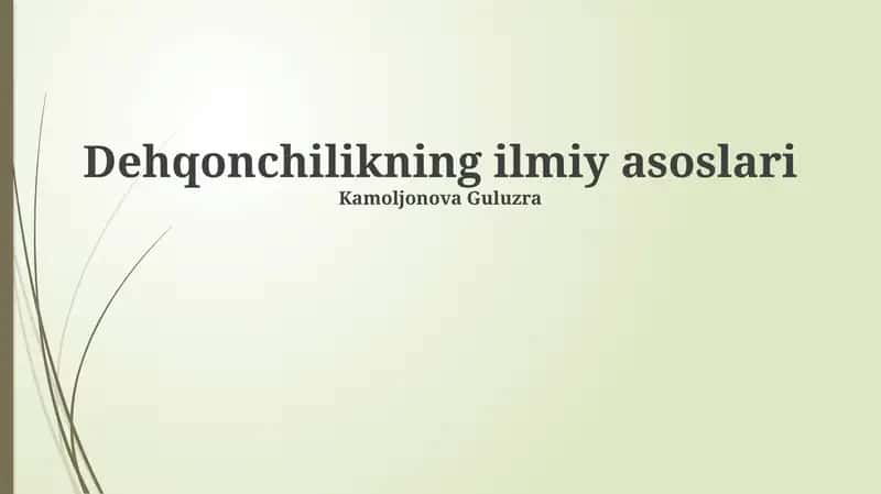 Dehqonchilikning ilmiy asoslari