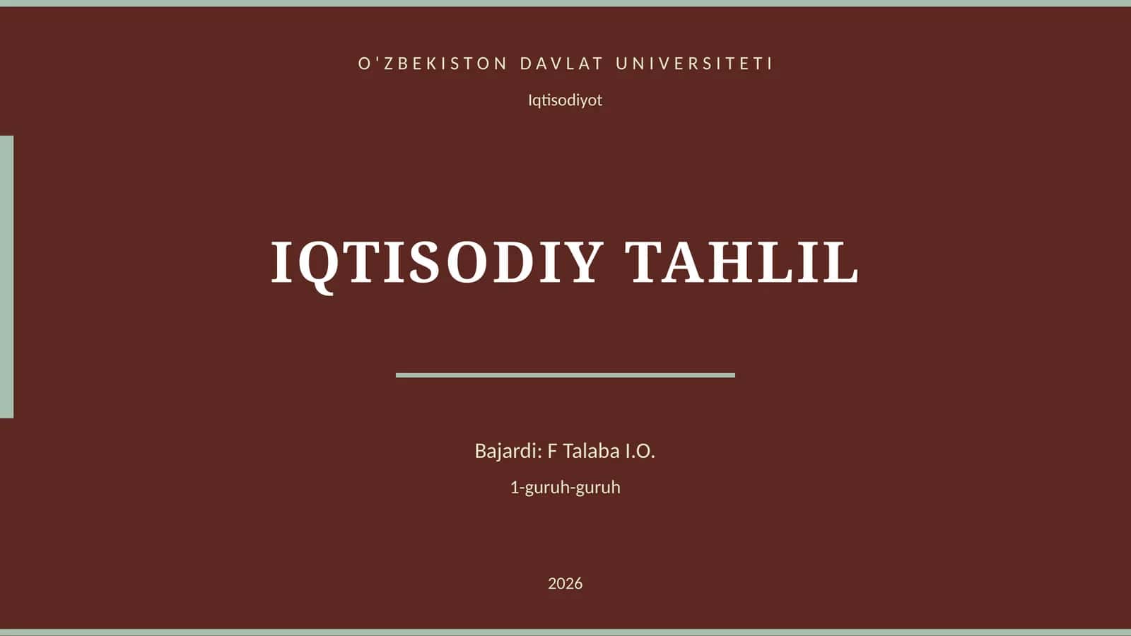 IQTISODIY TAHLIL