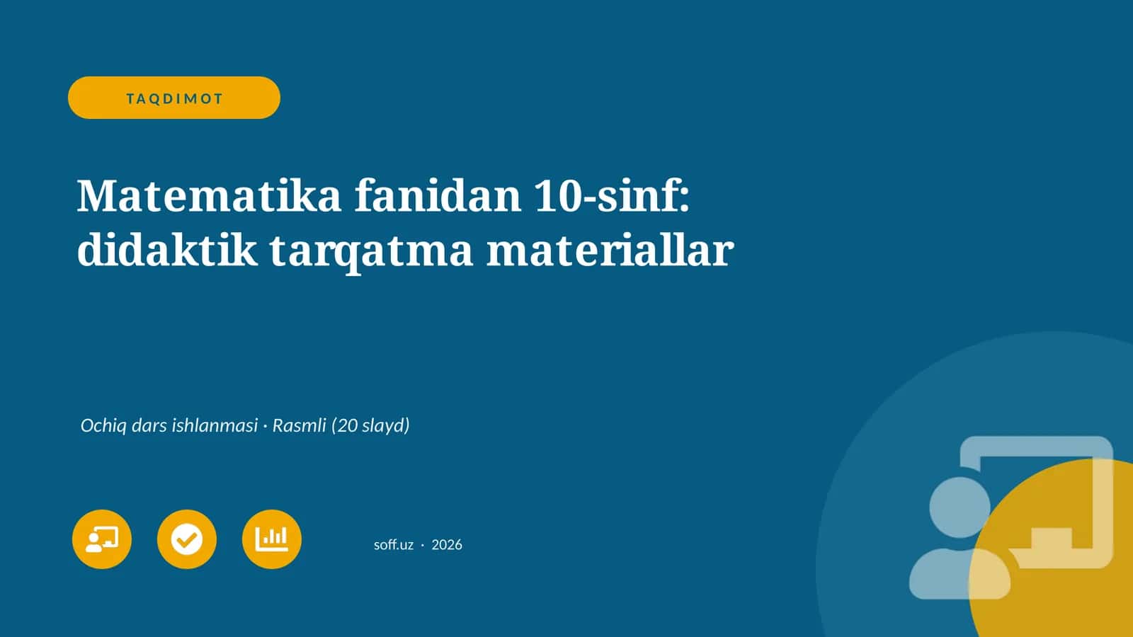 Matematika fanidan 10-sinf: didaktik tarqatma materiallar