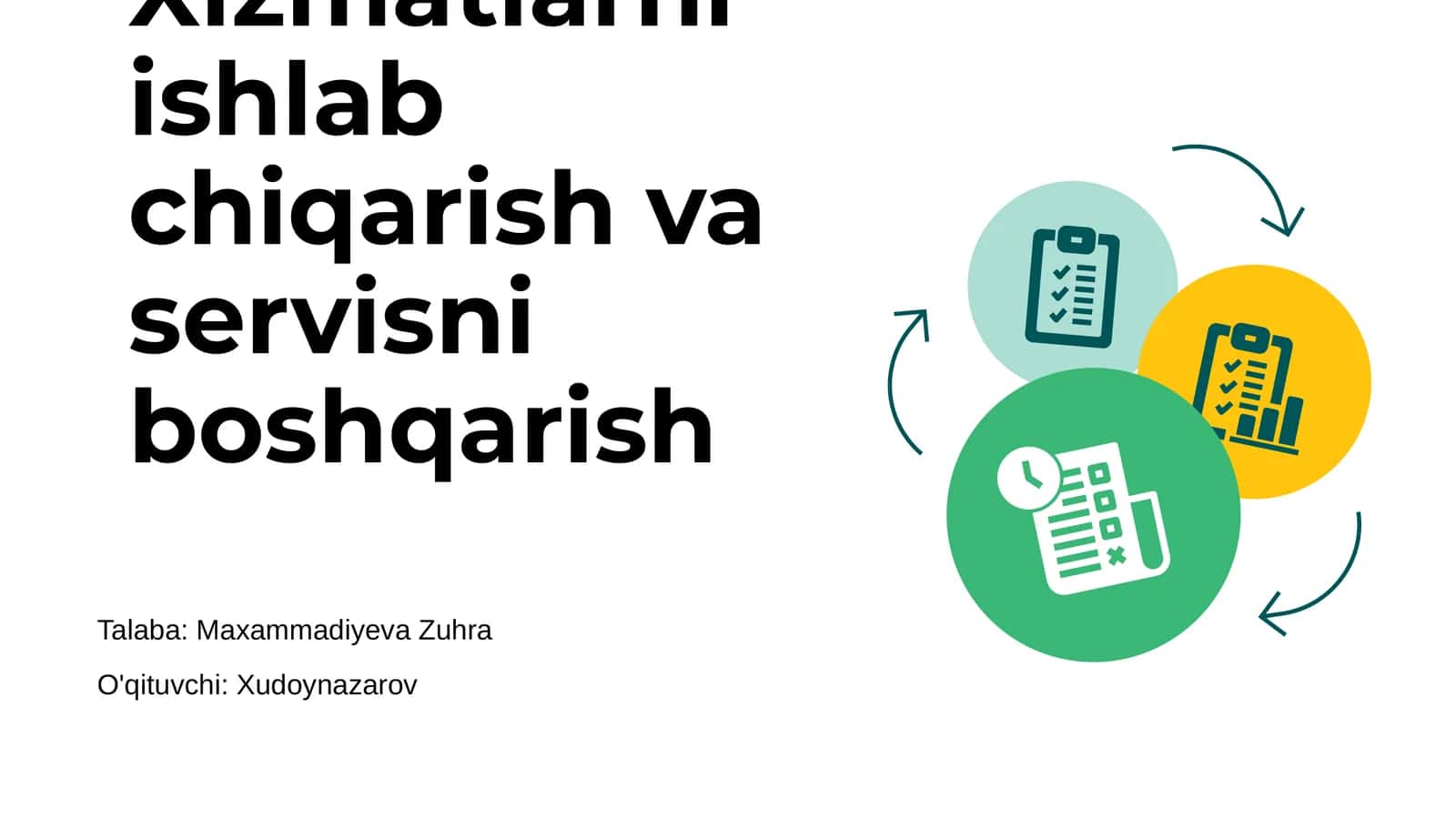 Xizmatlarni ishlab chiqarish va servisni boshqarish