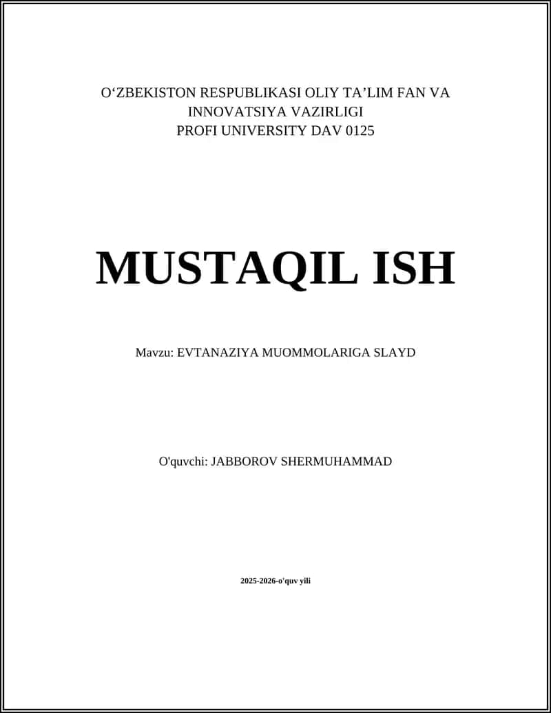 EVTANAZIYA MUOMMOLARIGA SLAYD