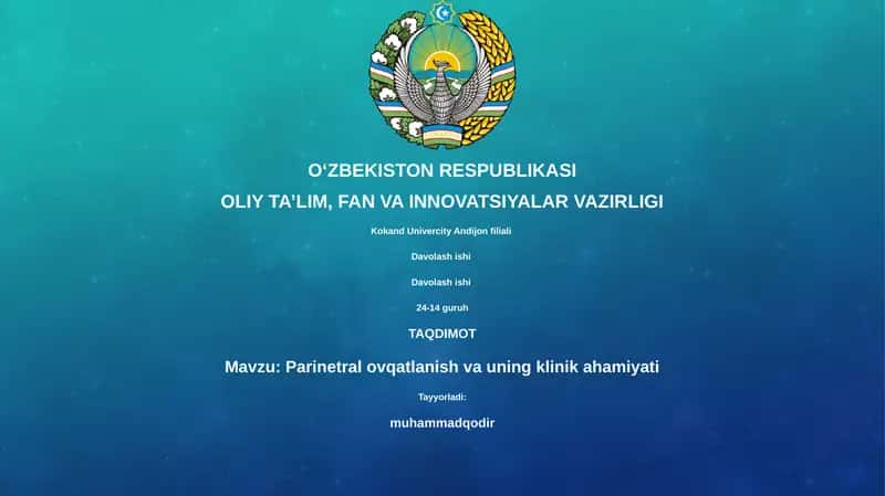 Parinetral ovqatlanish va uning klinik ahamiyati