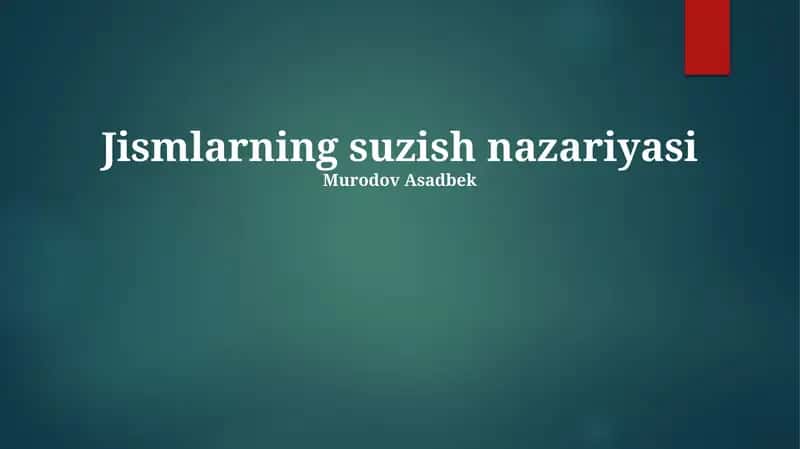 Jismlarning suzish nazariyasi