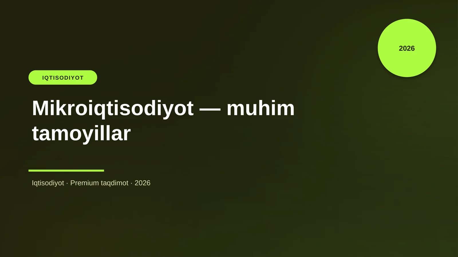 Mikroiqtisodiyot — muhim tamoyillar
