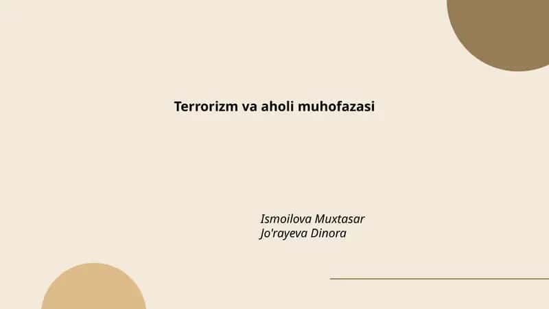 Terrorizm va aholi muhofazasi