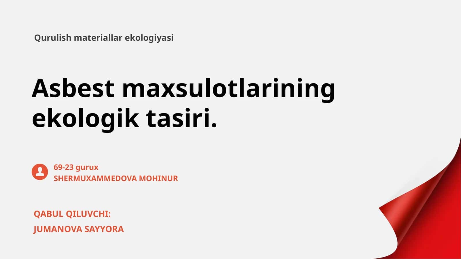 Asbest maxsulotlarining ekologik tasiri