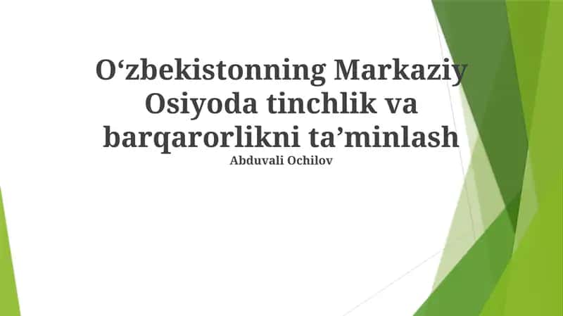 Mintaqaviy xavfsizlikka tahdidlar va suv resurslari taqsimoti haqida Reja