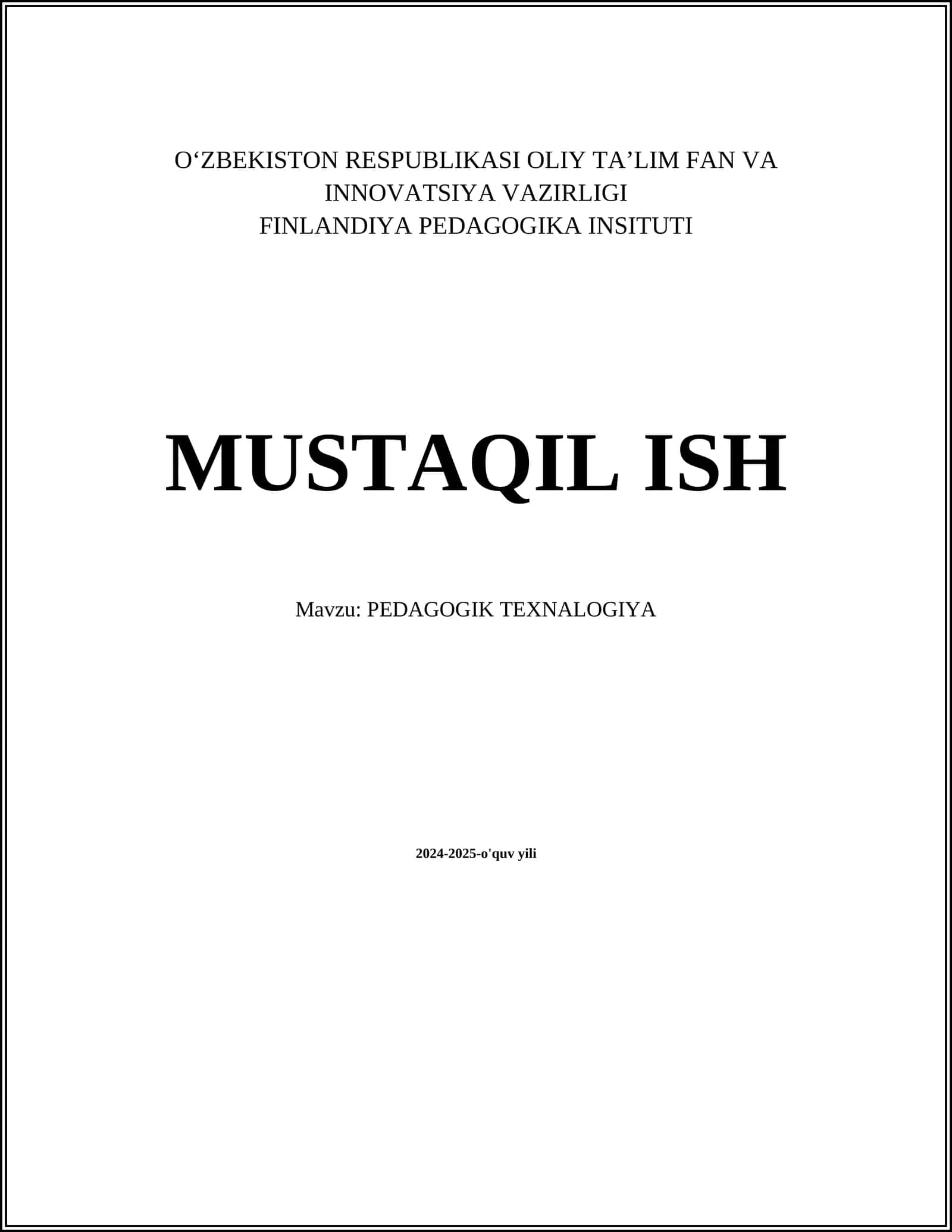 PEDAGOGIK TEXNALOGIYA