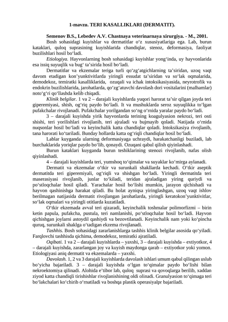 TERI KASALLIKLARI (DERMATIT)