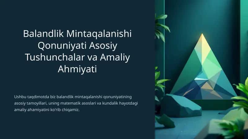Balandlik Mintaqalanishi Qonuniyati Asosiy Tushunchalar va Amaliy Ahmiyati