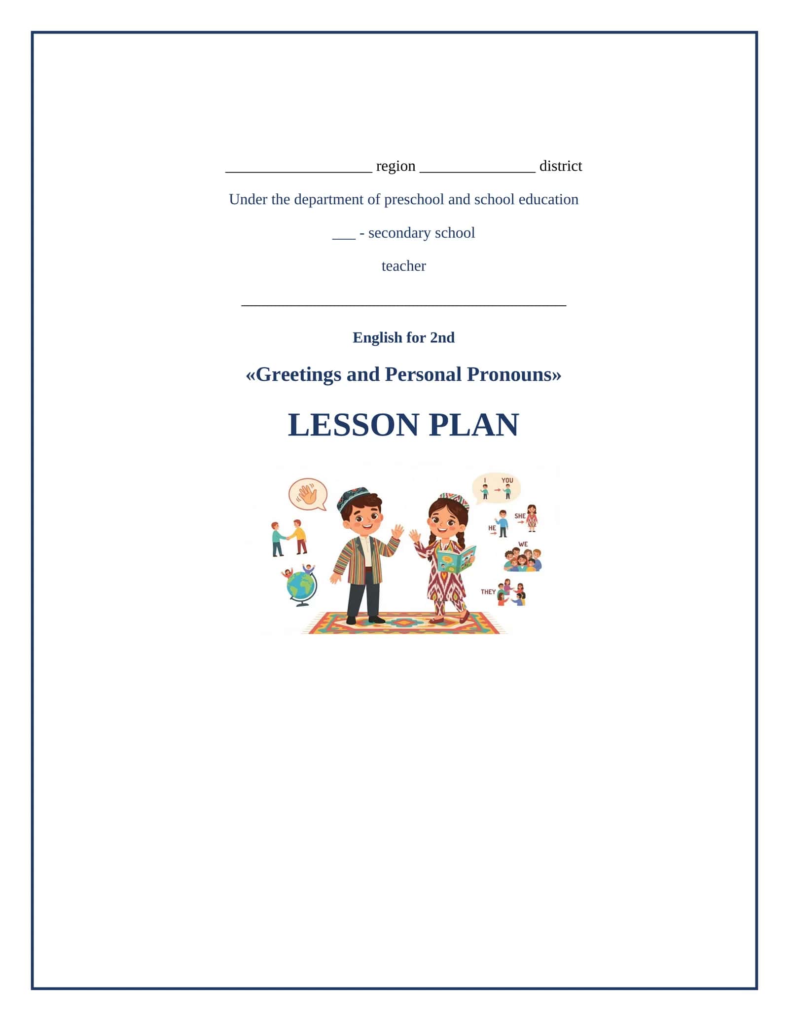 Lesson on Ingliz tili : greetings va personal pronouns