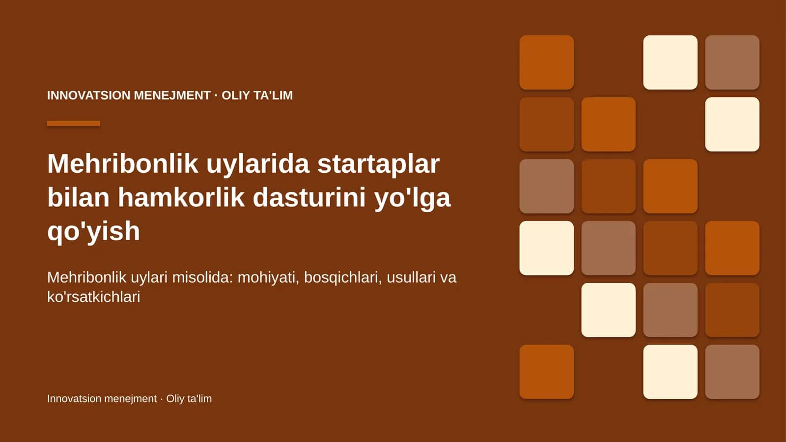 mehribonlik uylarida startaplar bilan hamkorlik dasturini yo'lga qo'yish 1901