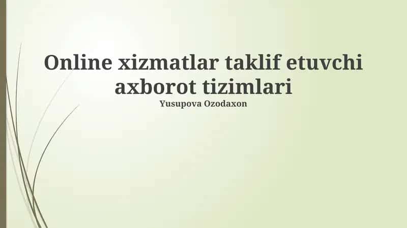 Onlayn Xizmatlarni Taklif Qiluvchi Axborot Tizimlari