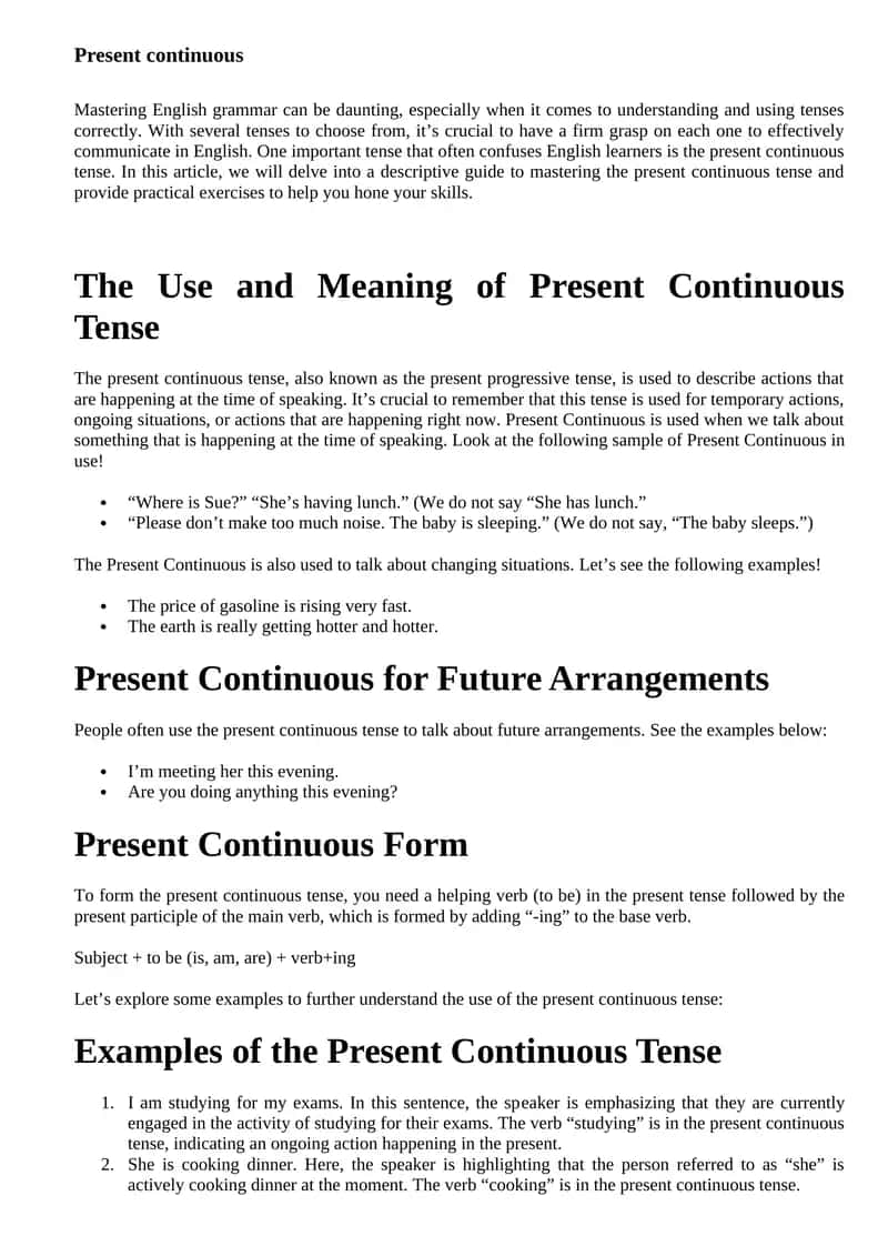 Present continuous