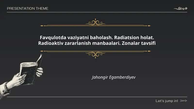 Favqulotda vaziyatni baholash. Radiatsion holat. Radioaktiv zararlanish manbaalari. Zonalar tavsifi