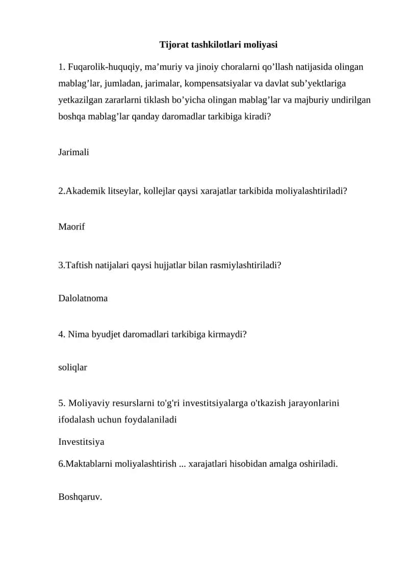 Tijorat tashkilotlari moliyasi