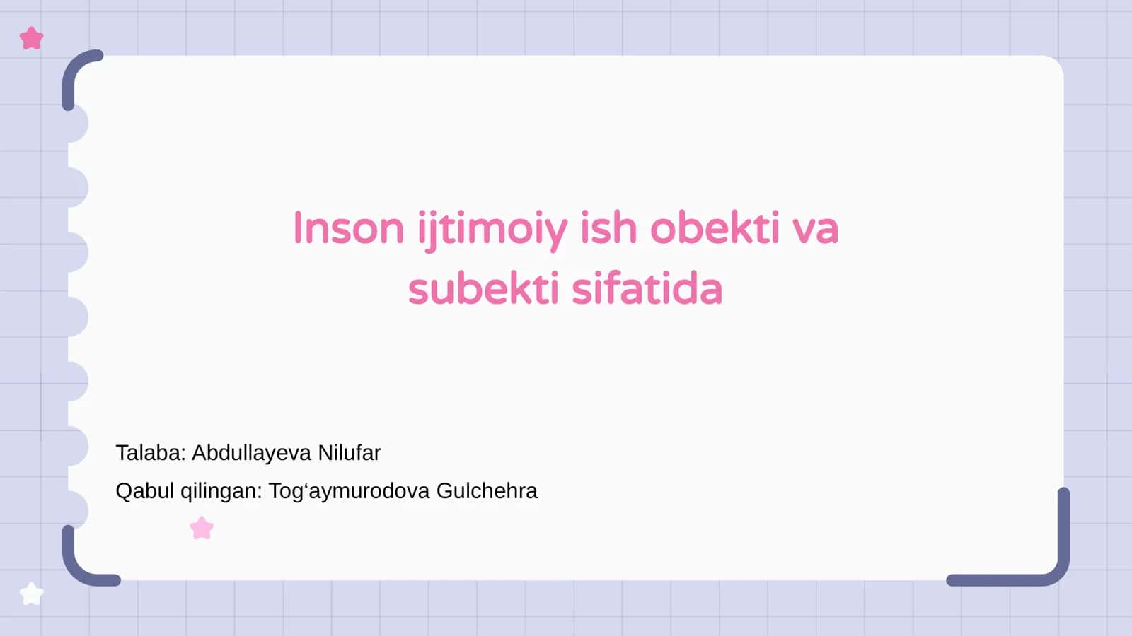 Inson ijtimoiy ish obekti va subekti sifatida