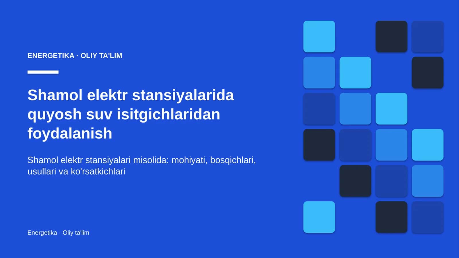 Shamol elektr stansiyalarida quyosh suv isitgichlaridan foydalanish