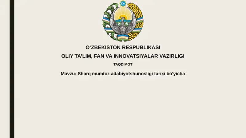 Sharq mumtoz adabiyot shunosligi tarixi bo'yicha