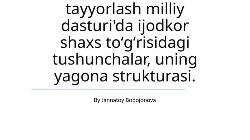O'zbek Milliy G'oyasi Konseptual Asoslari