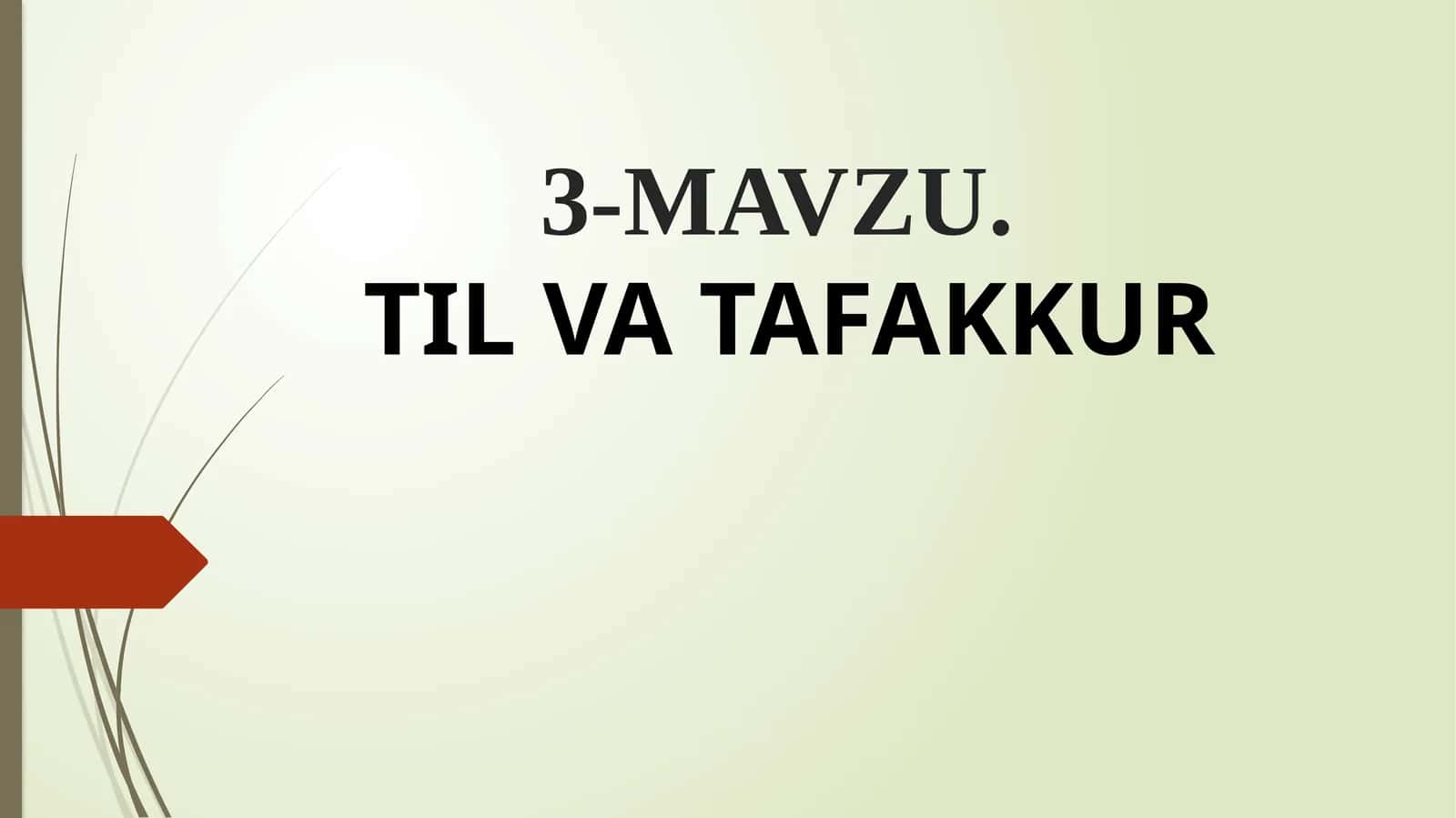 TIL VA TAFAKKUR