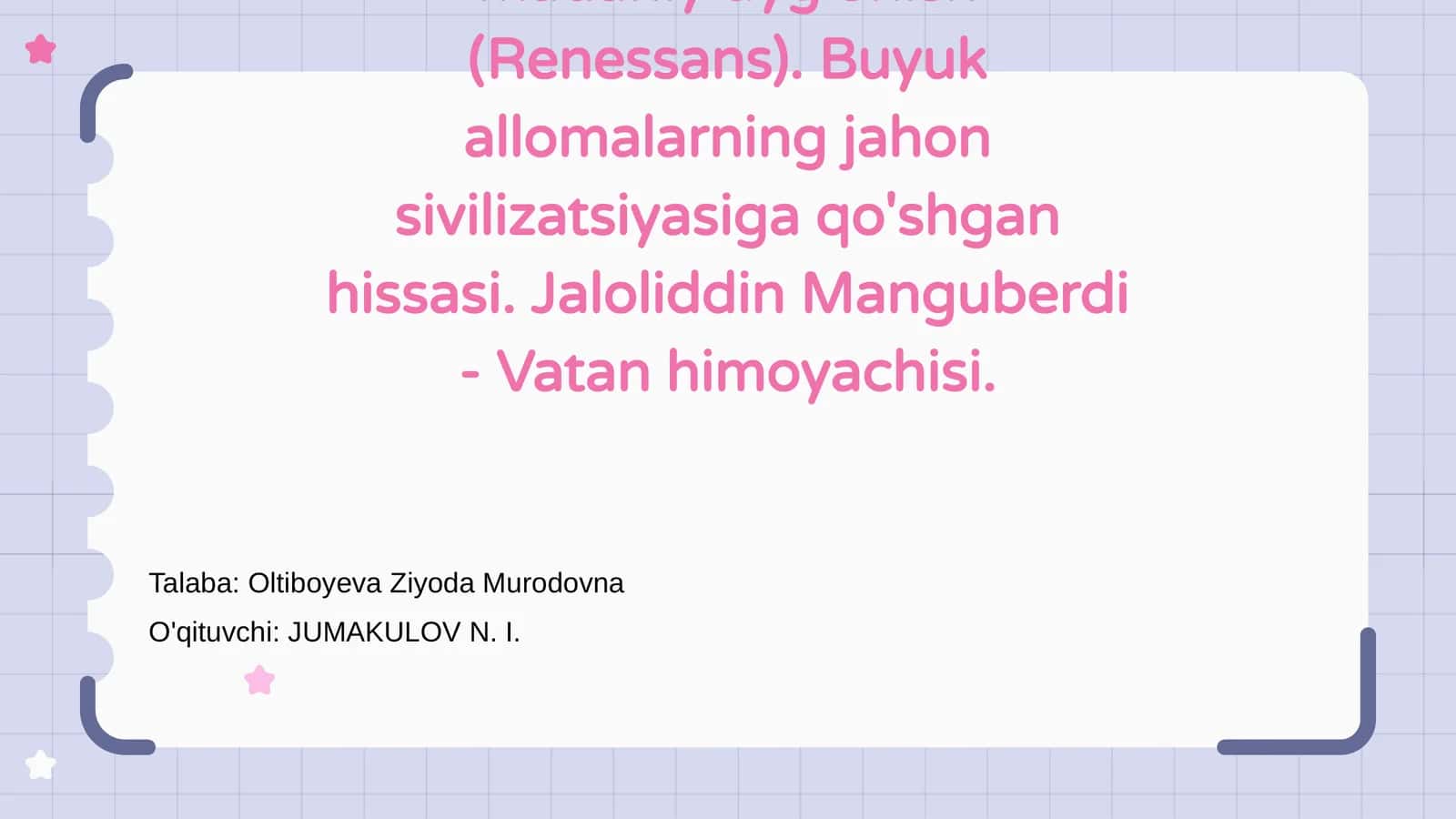 IX-XII asrlarda mamlakatimizda madaniy uyg'onish (Renessans)