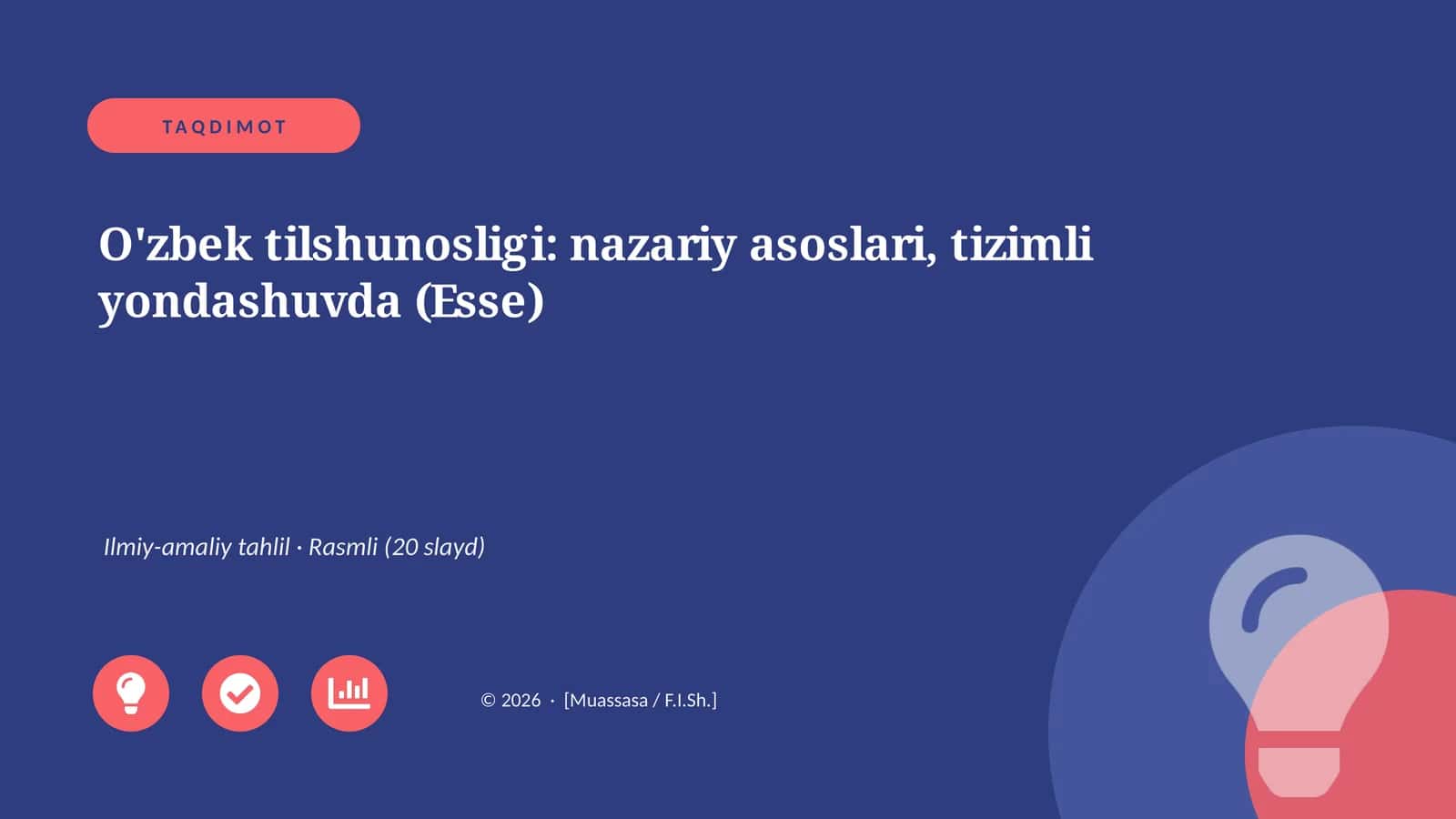 O'zbek tilshunosligi: nazariy asoslari, tizimli yondashuvda (Esse)