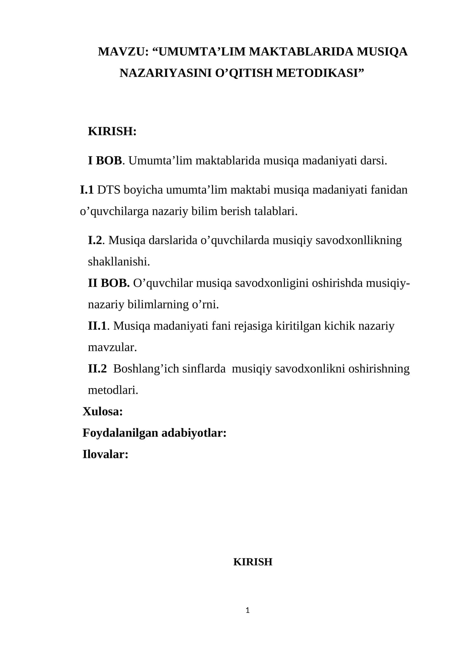 UMUMTA’LIM MAKTABLARIDA MUSIQA NAZARIYASINI O’QITISH METODIKASI